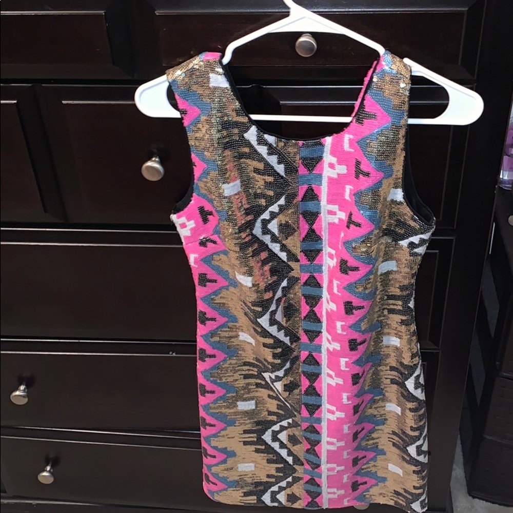 GB short, colorful dress